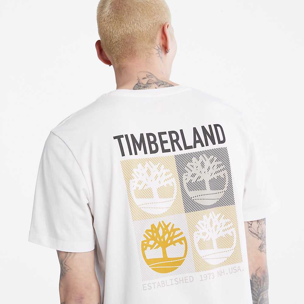 White Men's Timberland Multi-logo T Shirts | Israel-6597104