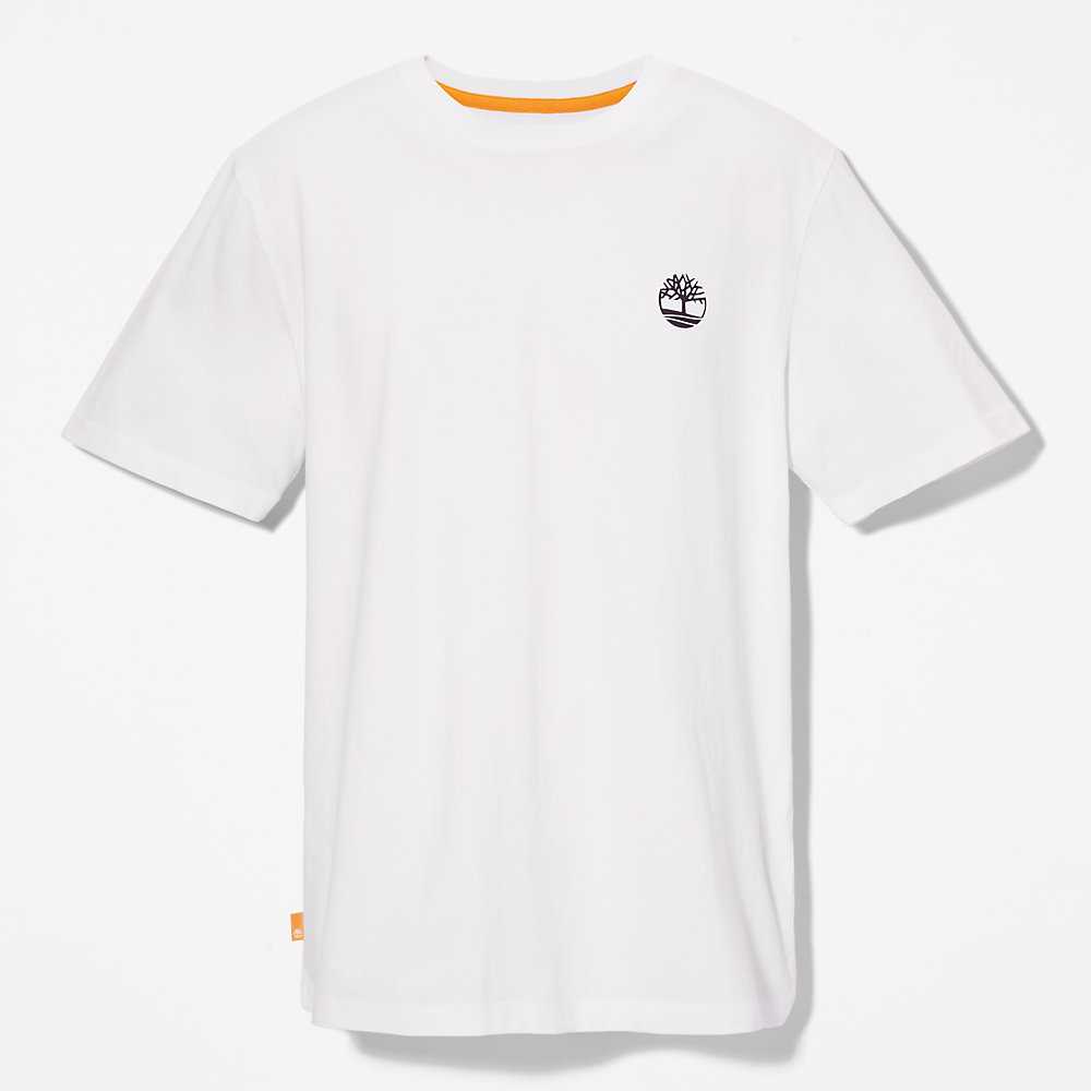 White Men's Timberland Multi-logo T Shirts | Israel-6597104