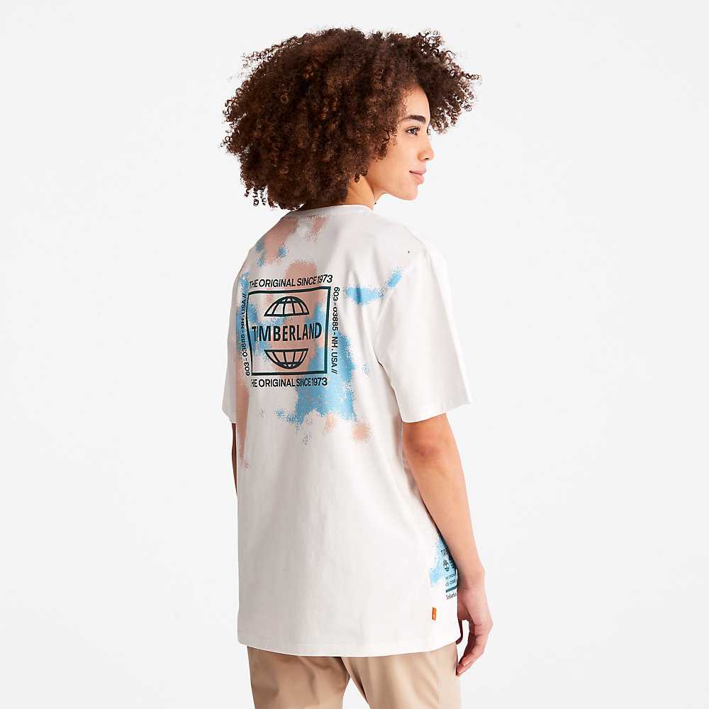 White Men's Timberland Paint Graphic T Shirts | Israel-1854697