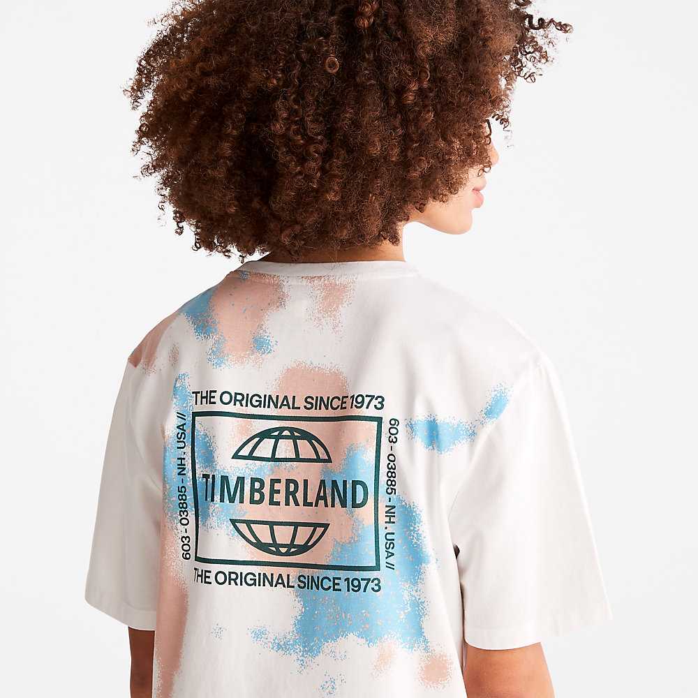 White Men's Timberland Paint Graphic T Shirts | Israel-1854697