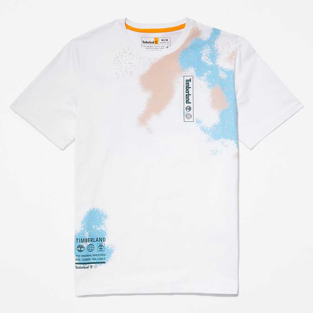 White Men's Timberland Paint Graphic T Shirts | Israel-1854697