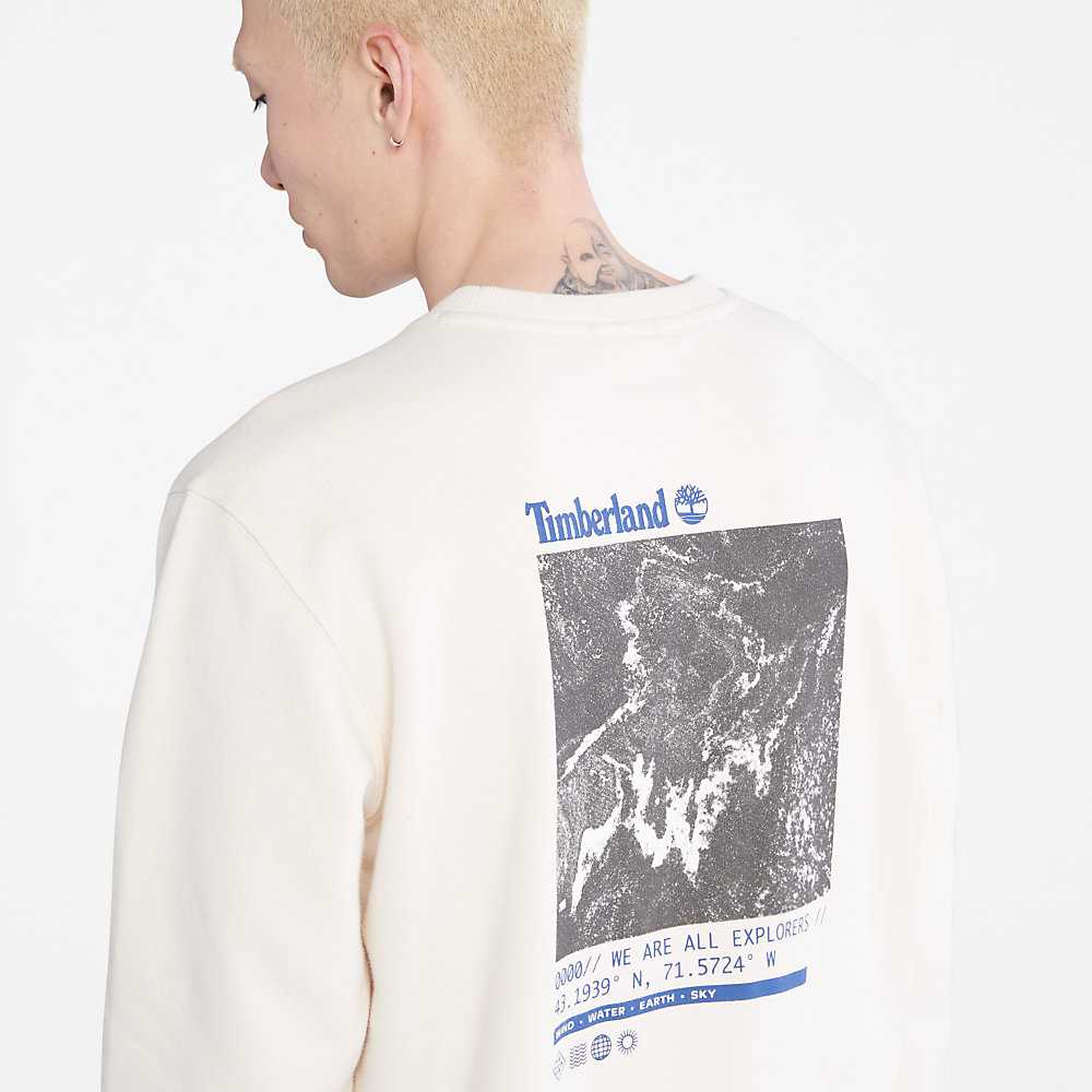 White Men's Timberland Photographic Sweatshirt | Israel-7531482