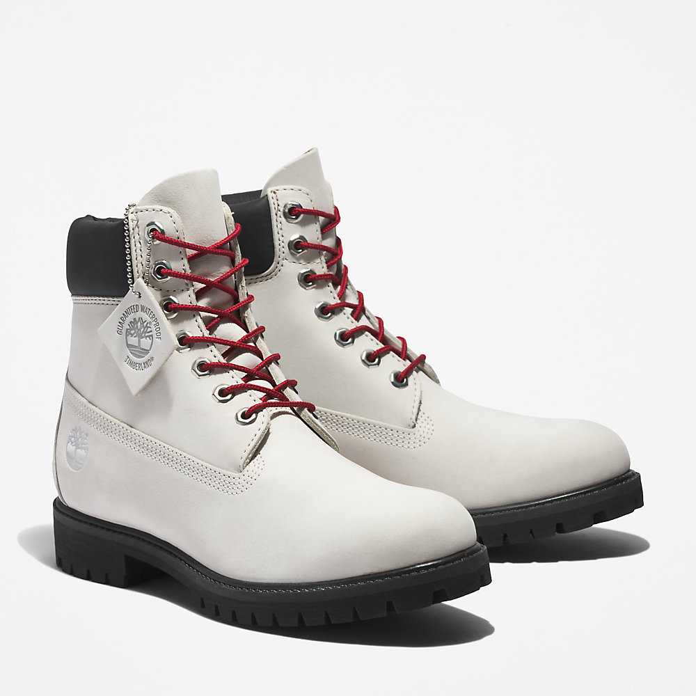 White Men's Timberland Premium® 6 Inch Waterproof Boots | Israel-5796403