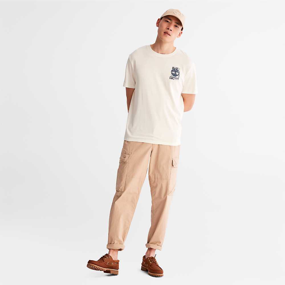 White Men's Timberland Refibra™ T Shirts | Israel-2845397