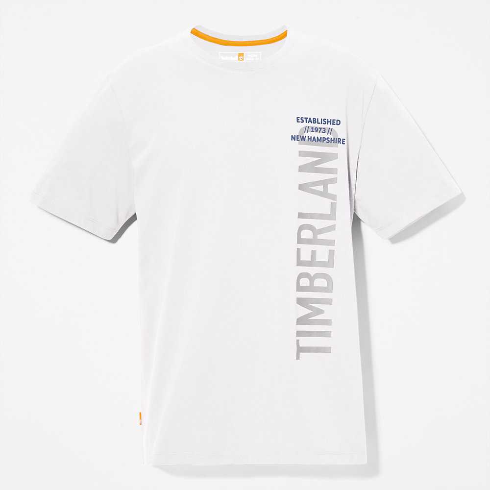 White Men's Timberland Side-logo T Shirts | Israel-3154928