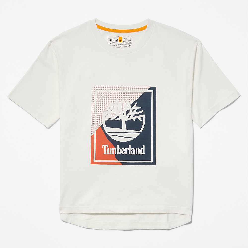 White Women's Timberland Logo T Shirts | Israel-3295760