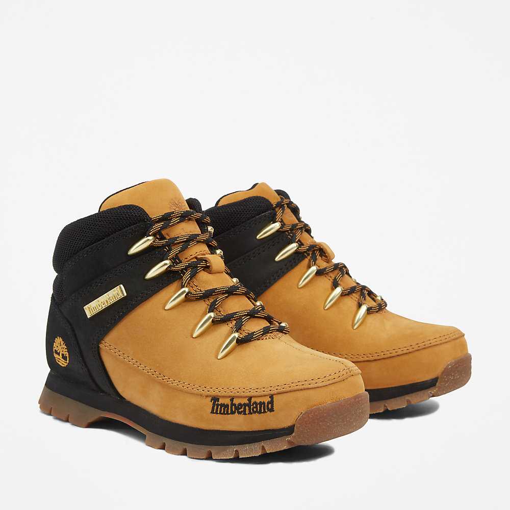 Yellow/Black Kids' Timberland Euro Sprint Mid Hiking Boots | Israel-4219538