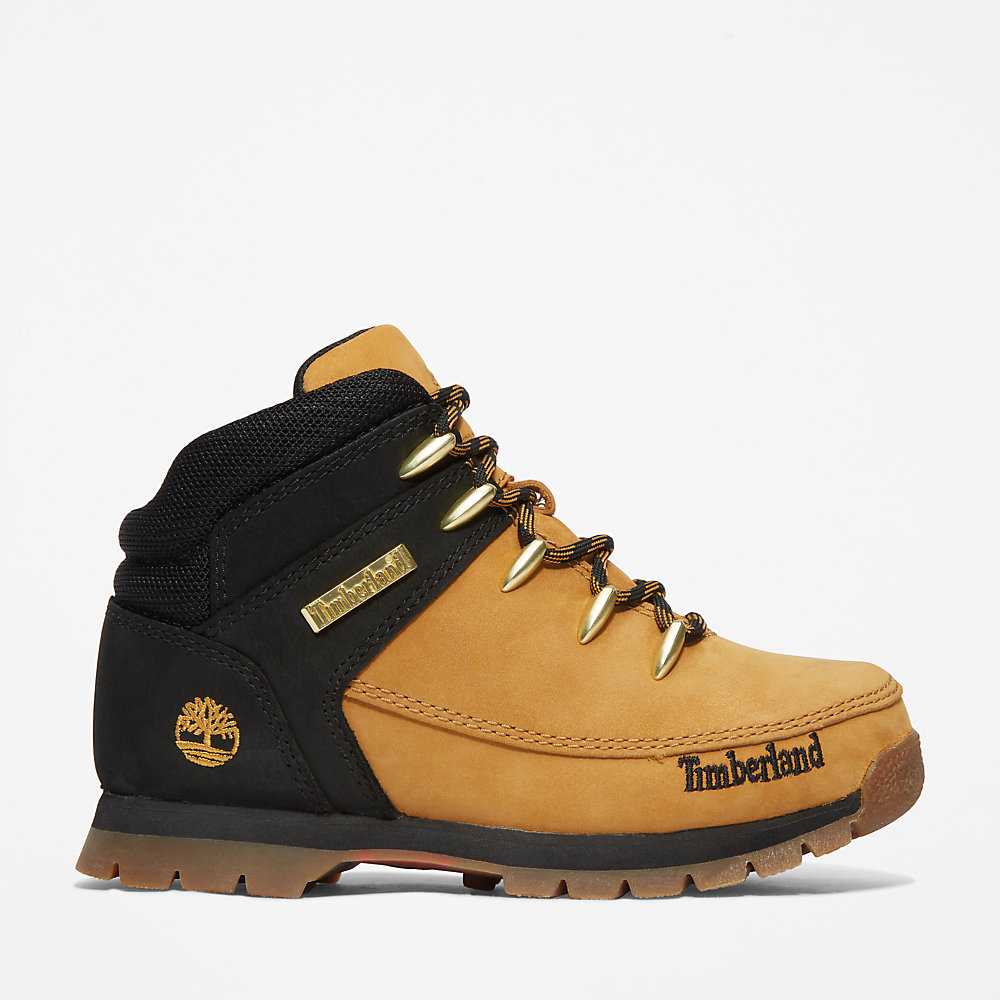 Yellow/Black Kids\' Timberland Euro Sprint Mid Hiking Boots | Israel-4219538