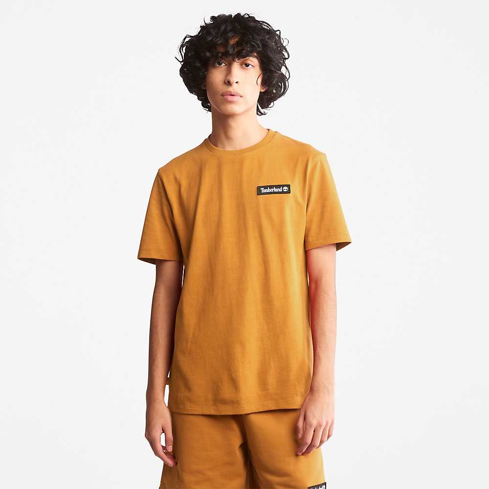 Yellow Men's Timberland All Gender Heavyweight Badge T Shirts | Israel-4769853