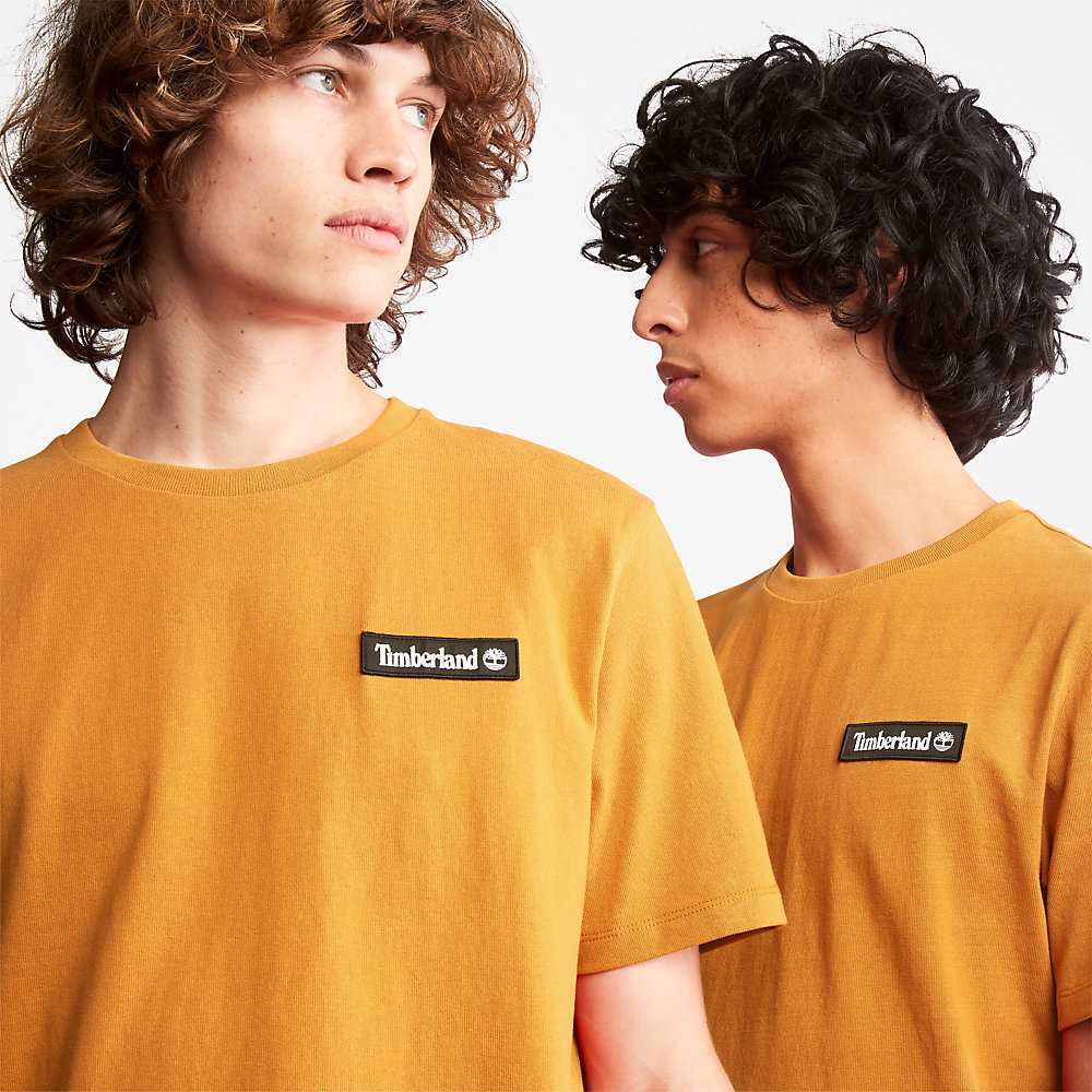 Yellow Men's Timberland All Gender Heavyweight Badge T Shirts | Israel-4769853