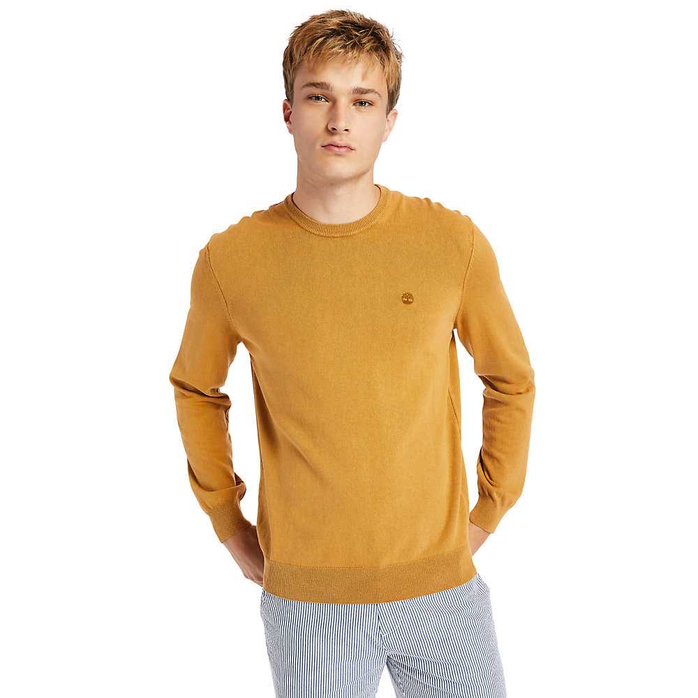 Yellow Men\'s Timberland Garment-Dyed Sweatshirt | Israel-6924537