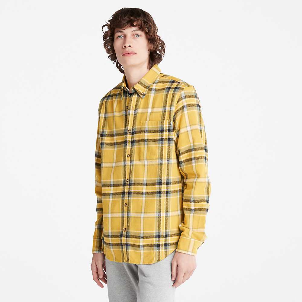 Yellow Men\'s Timberland Heavy Flannel Check Shirt | Israel-6078231