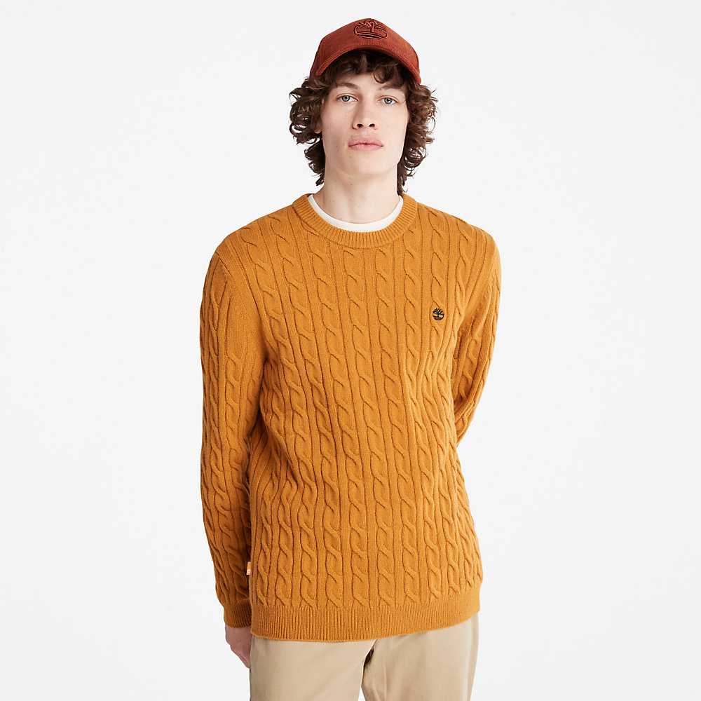 Yellow Men\'s Timberland Phillips Brook Sweaters | Israel-9815246