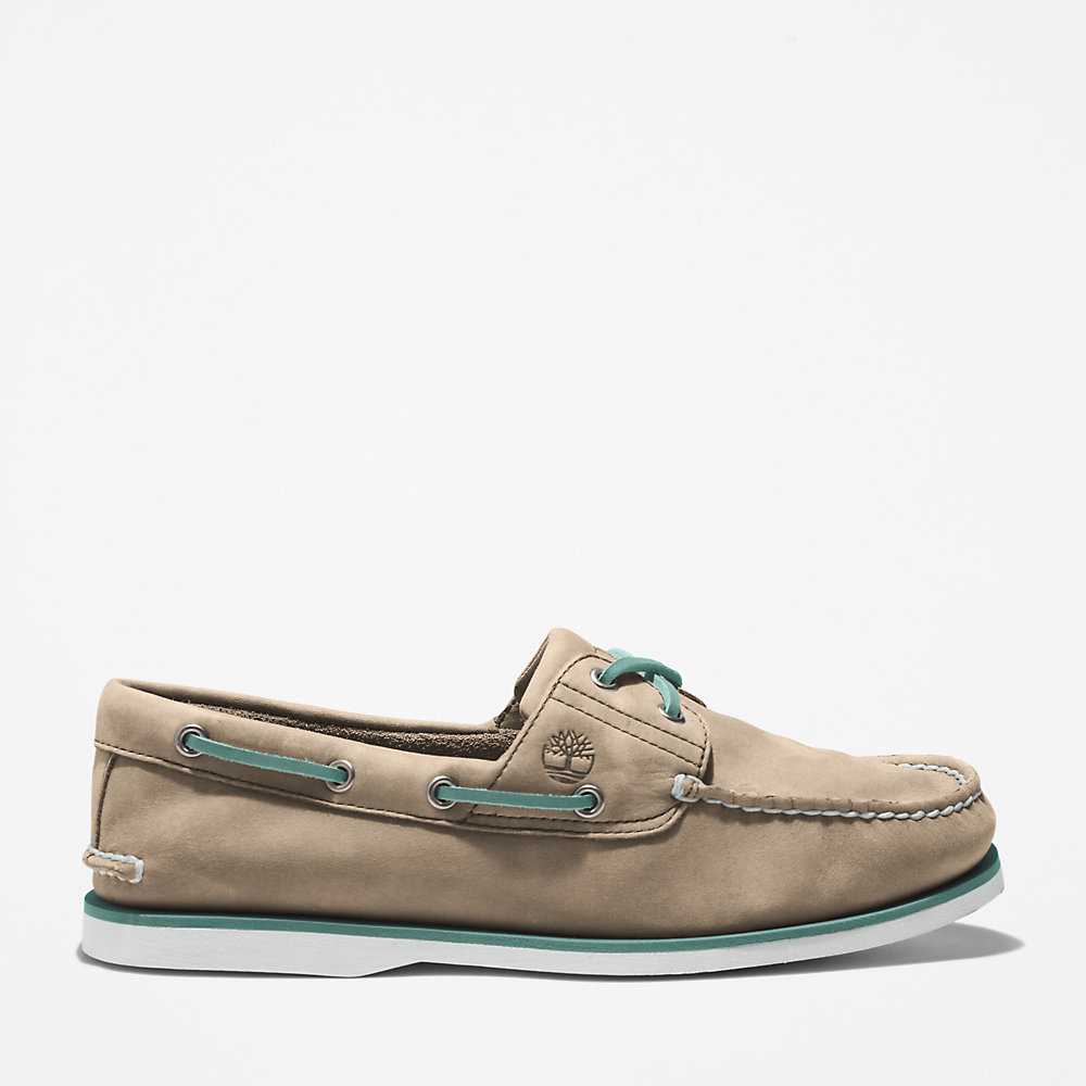 Beige Men's Timberland 2-Eye Classic Boat Shoes | Israel-4783905