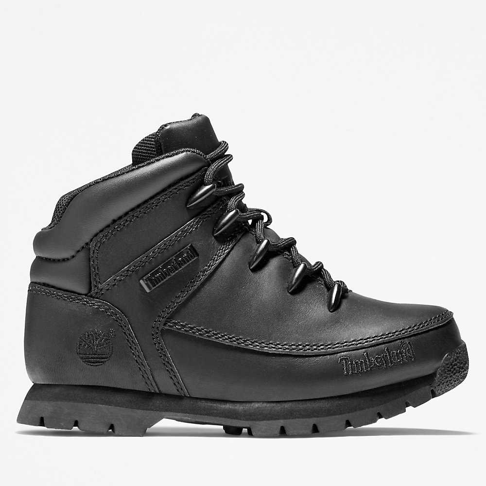 Black Kids' Timberland Euro Sprint Mid Hiking Boots | Israel-4219547