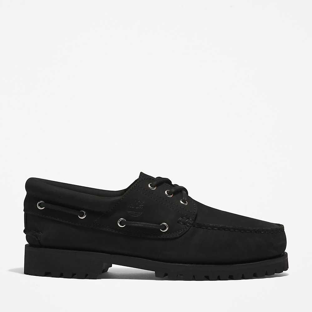 Black Men's Timberland 3-Eye Lug Boat Shoes | Israel-6718340