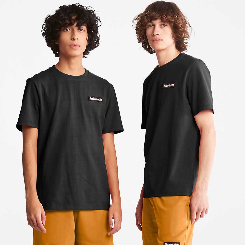 Black Men's Timberland All Gender Heavyweight Badge T Shirts | Israel-9046571