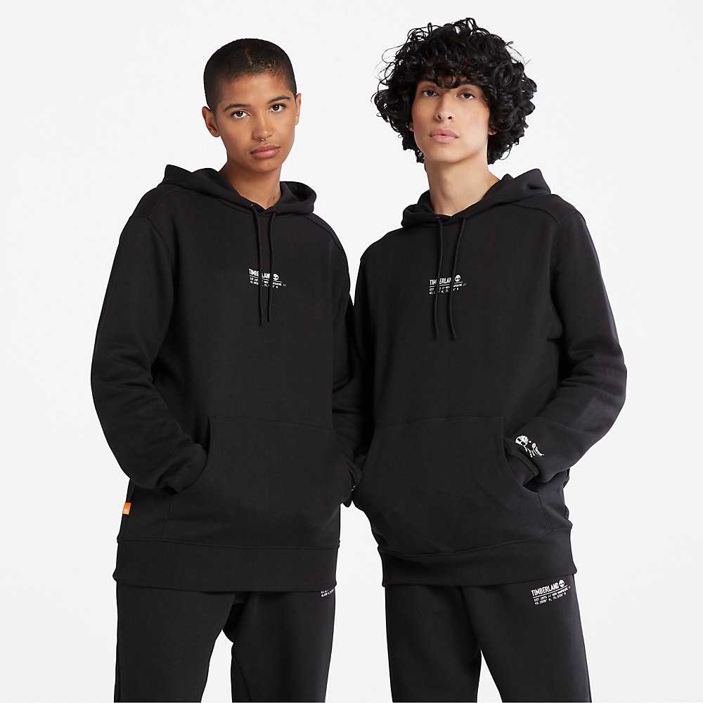 Black Men's Timberland All Gender Luxe Comfort Essentials Refibra™ Hoodie | Israel-3581249