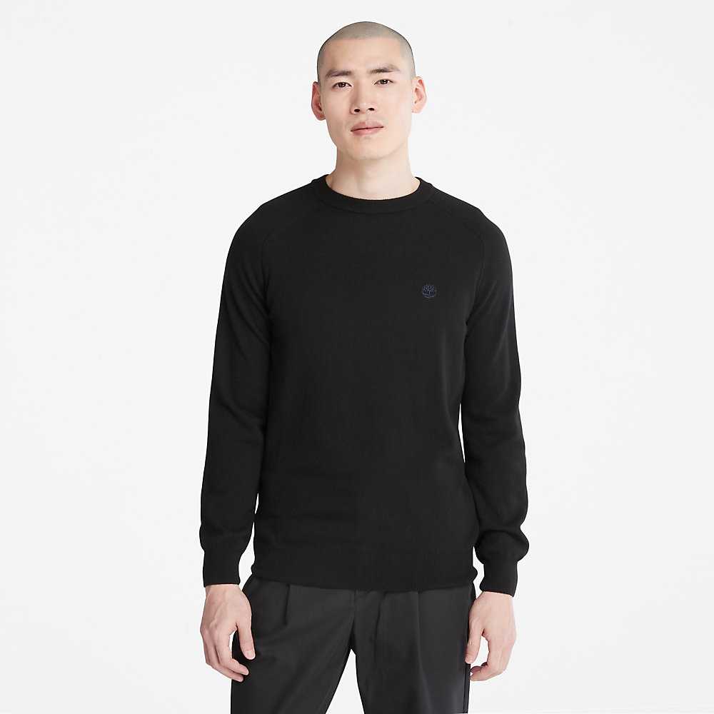 Black Men's Timberland Crewneck Sweatshirt | Israel-4278615