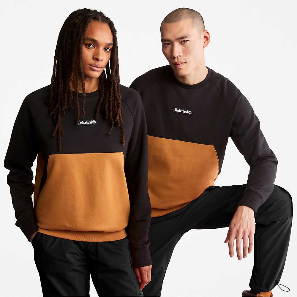 Black Men's Timberland Cut-and-Sew Sweatshirt | Israel-6475013