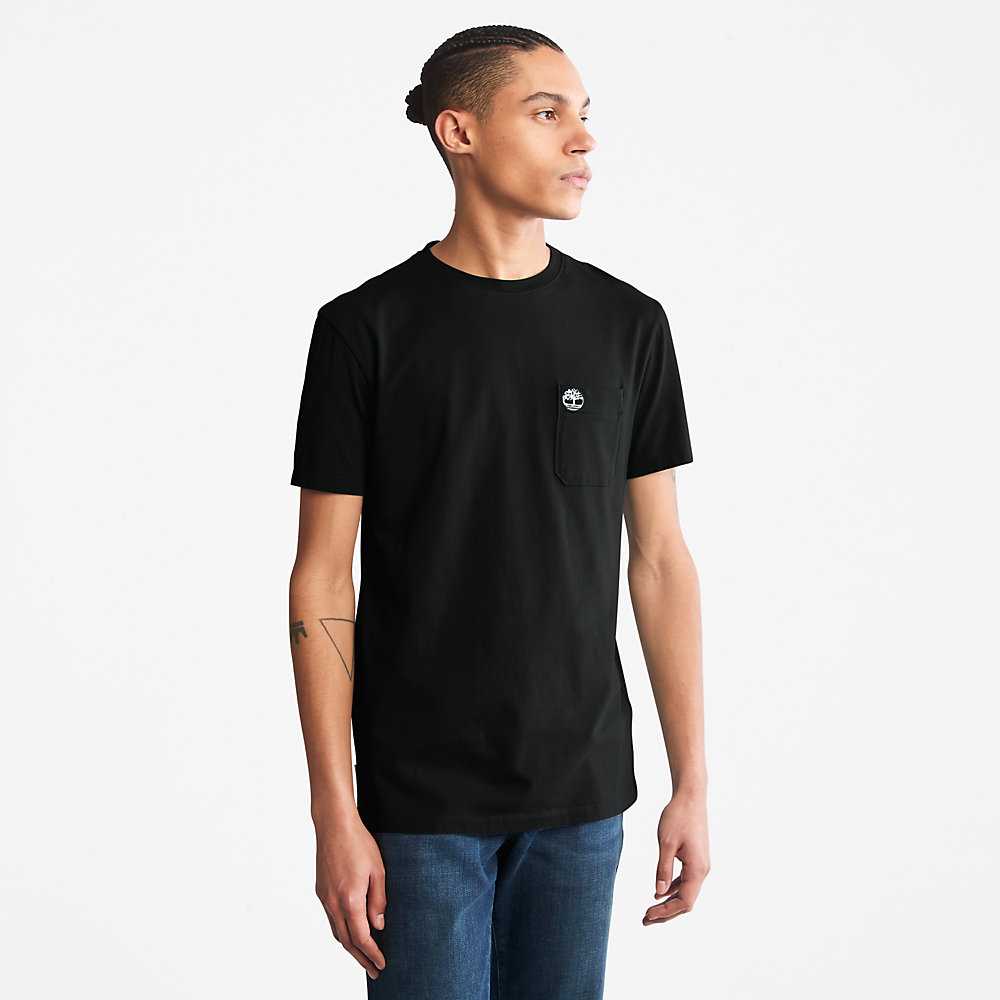 Black Men's Timberland Dunstan River T Shirts | Israel-2503148