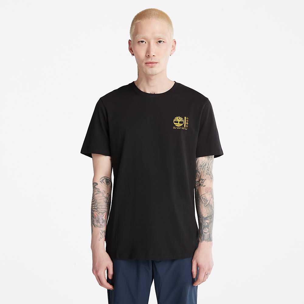 Black Men's Timberland Photographic T Shirts | Israel-7534029