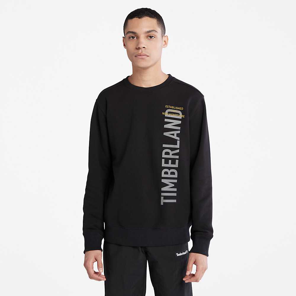 Black Men's Timberland Side-logo Sweatshirt | Israel-7821605