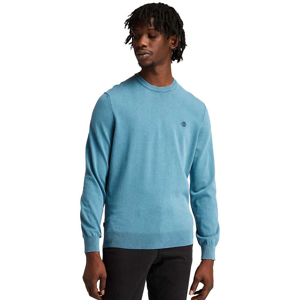 Blue Men's Timberland Lightweight Washed Sweatshirt | Israel-9758240