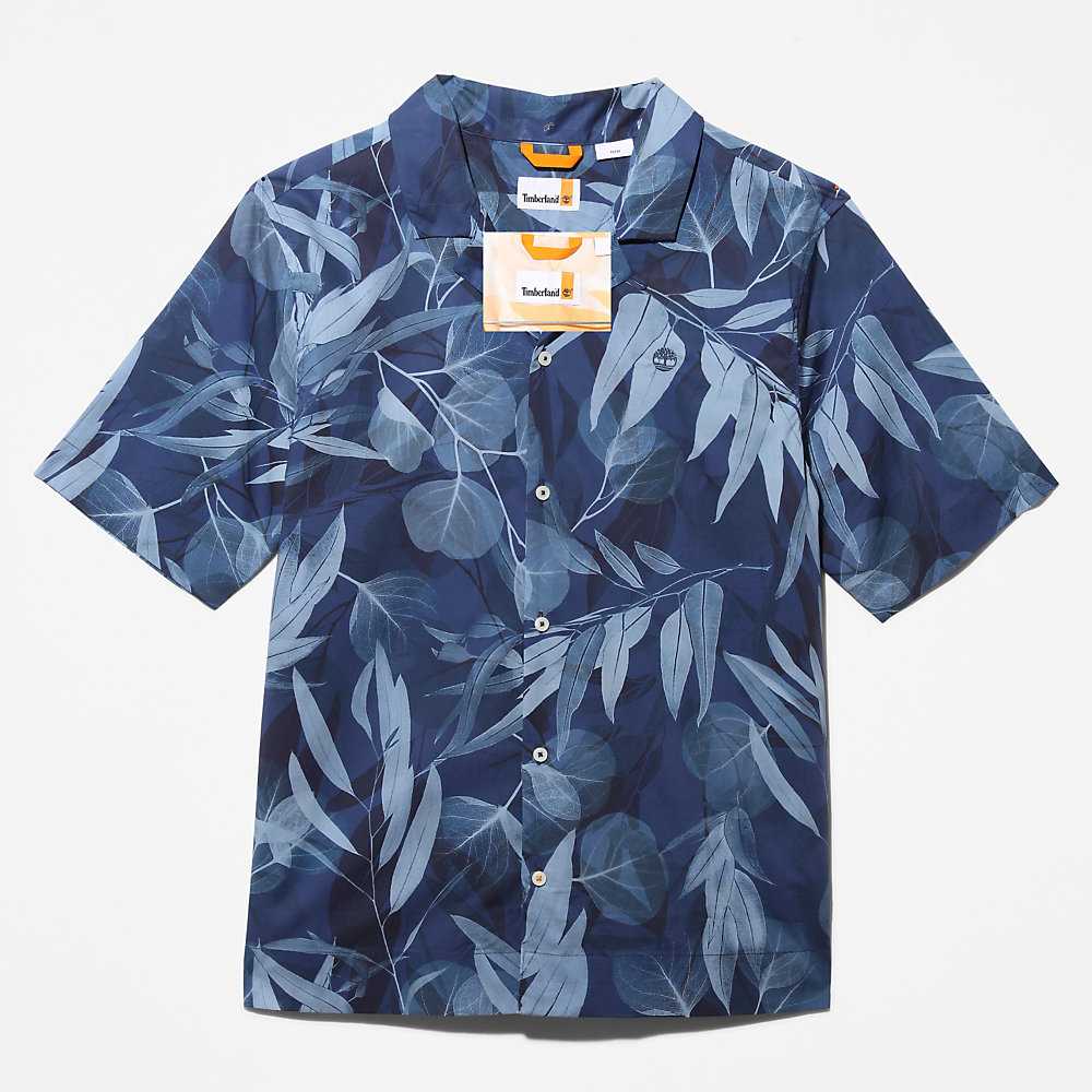 Blue Men's Timberland Organic Cotton Shirts | Israel-8706241