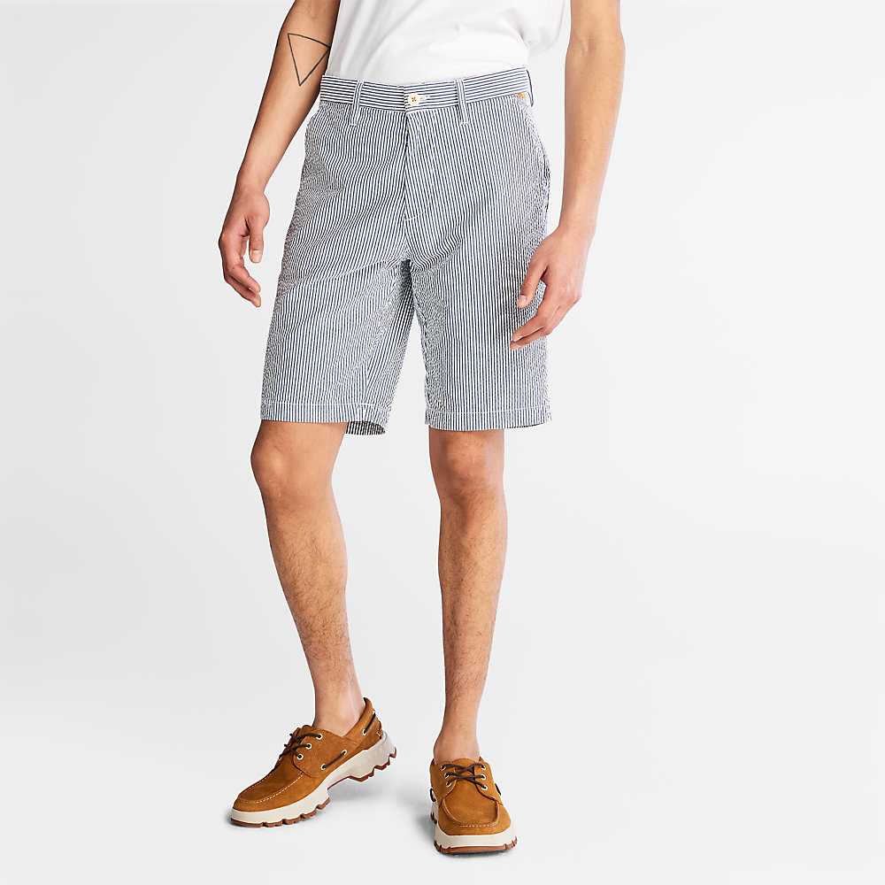 Blue Men's Timberland Seersucker Shorts | Israel-9543681