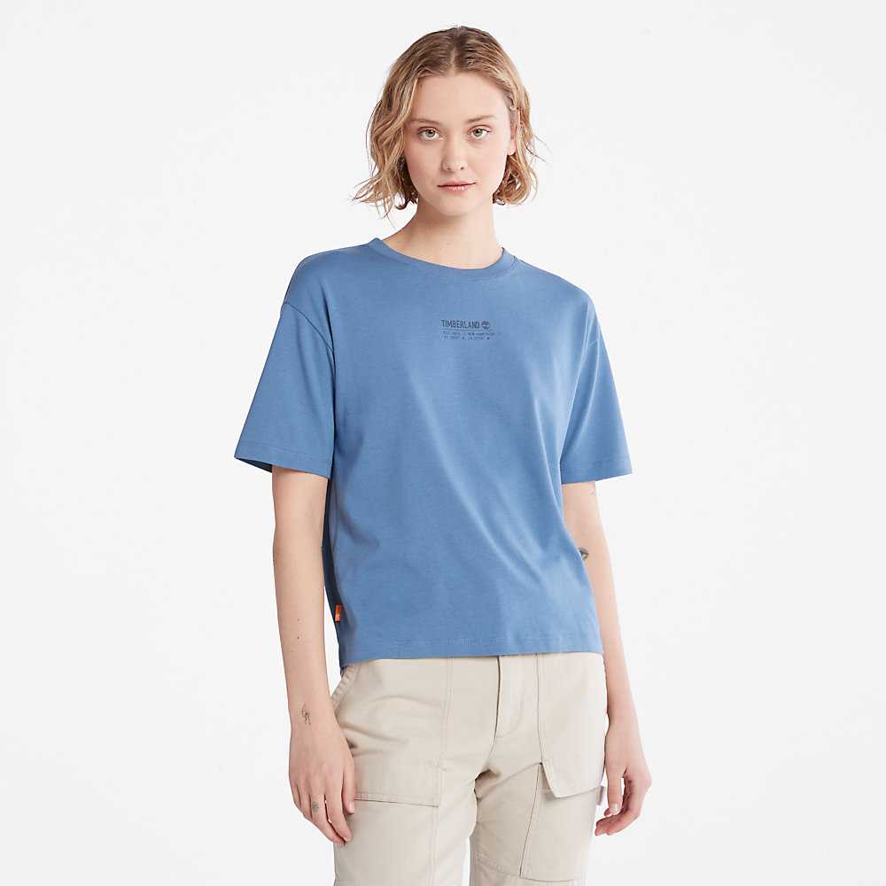 Blue Women's Timberland Tencel™ x Refibra™ T Shirts | Israel-7926310