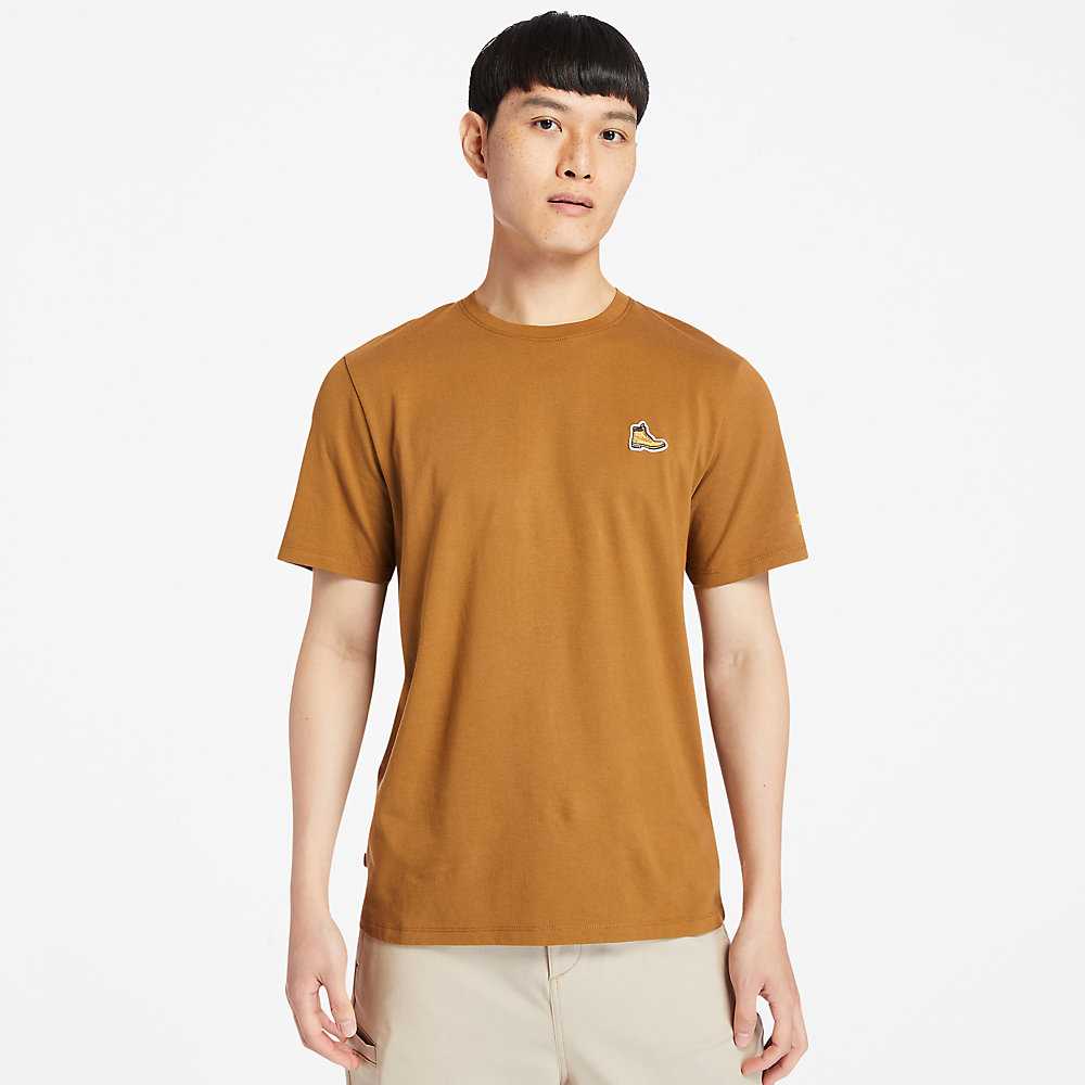 Brown Men's Timberland Organic Cotton T Shirts | Israel-1940325