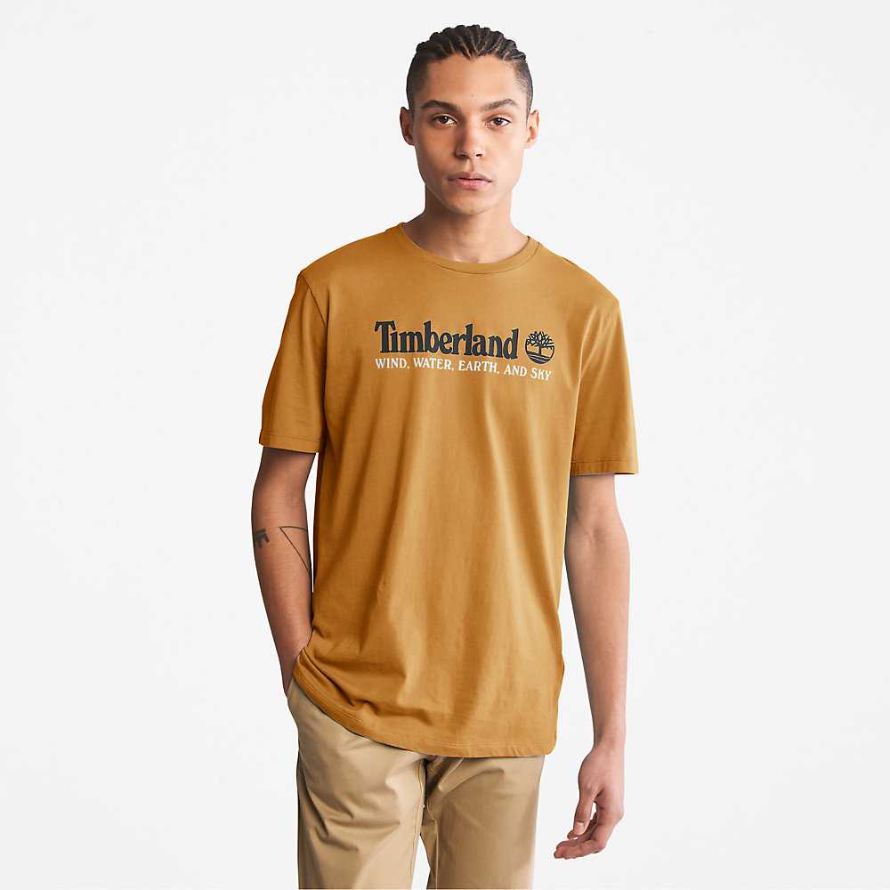 Brown Men's Timberland Wind Water Earth And Sky T Shirts | Israel-9512473