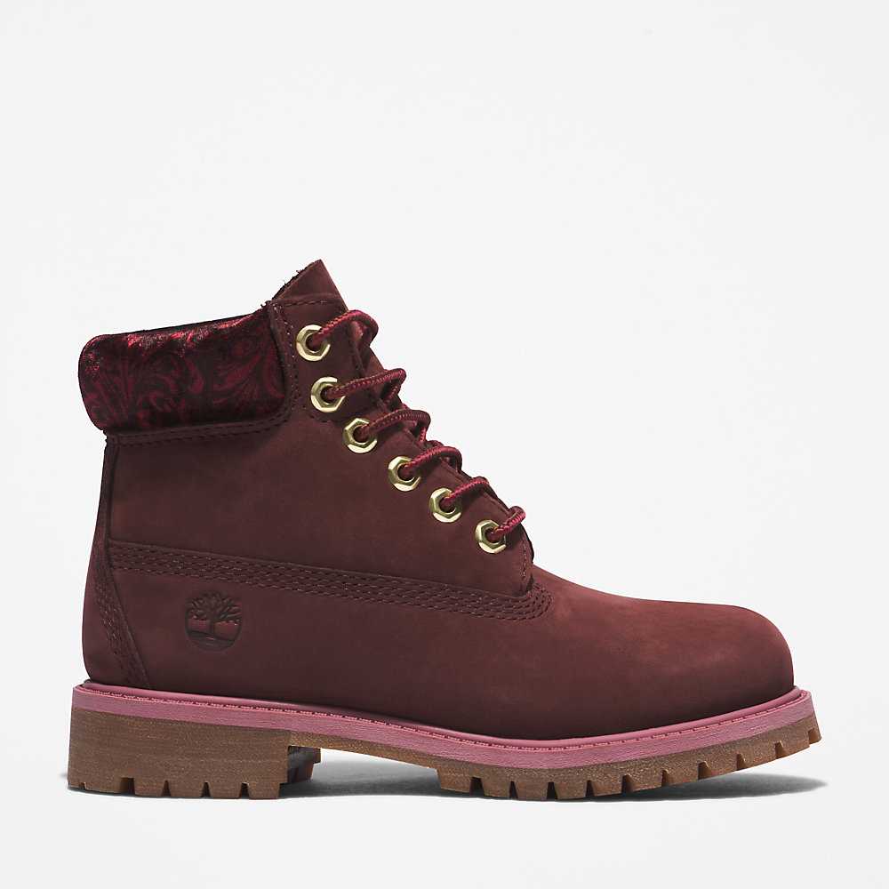 Burgundy Kids' Timberland Premium® 6 Inch Waterproof Boots | Israel-4219580