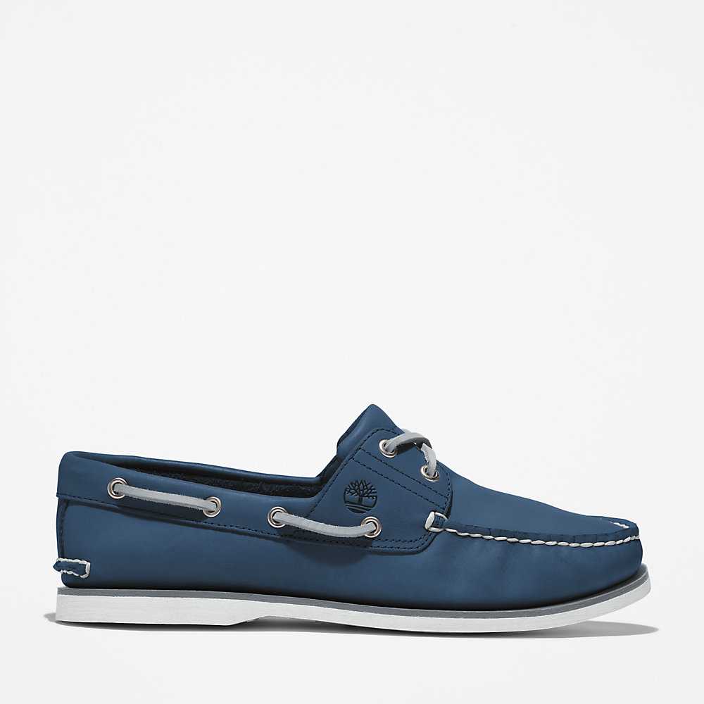 Dark Blue Men's Timberland 2-Eye Classic Boat Shoes | Israel-5267031