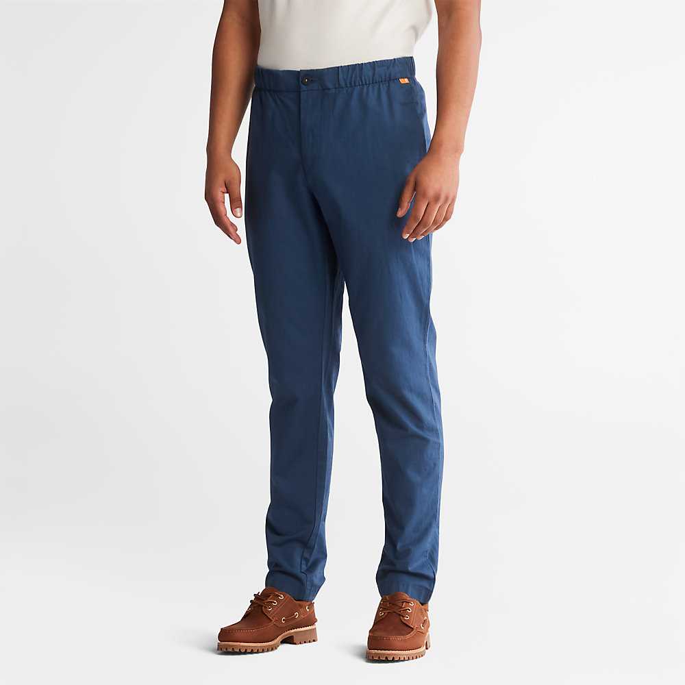 Dark Blue Men's Timberland Cotton Jogger | Israel-0546329