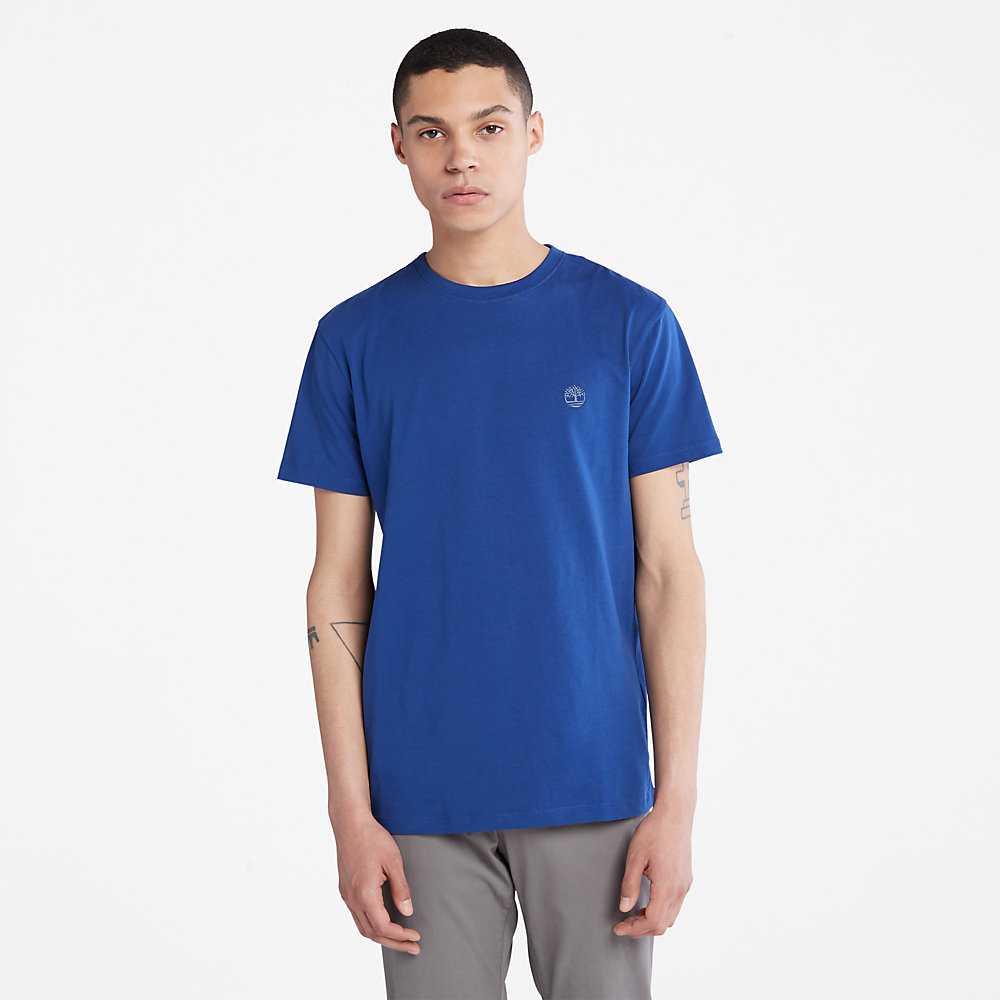 Dark Blue Men's Timberland Dunstan River T Shirts | Israel-7658042