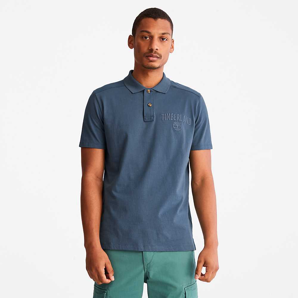 Dark Blue Men's Timberland Earthkeepers Polo Shirts | Israel-2704198