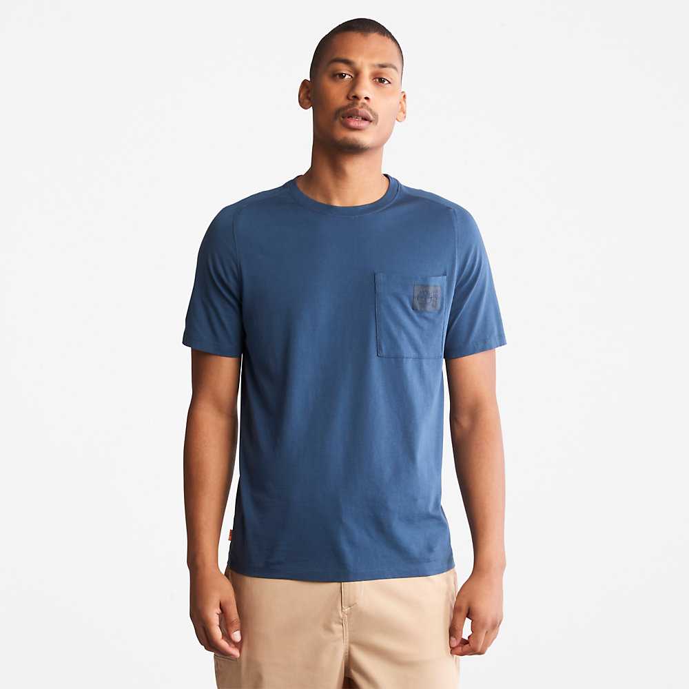 Dark Blue Men's Timberland Eco-Ready Supima® Cotton TimberFresh™ T Shirts | Israel-3614287