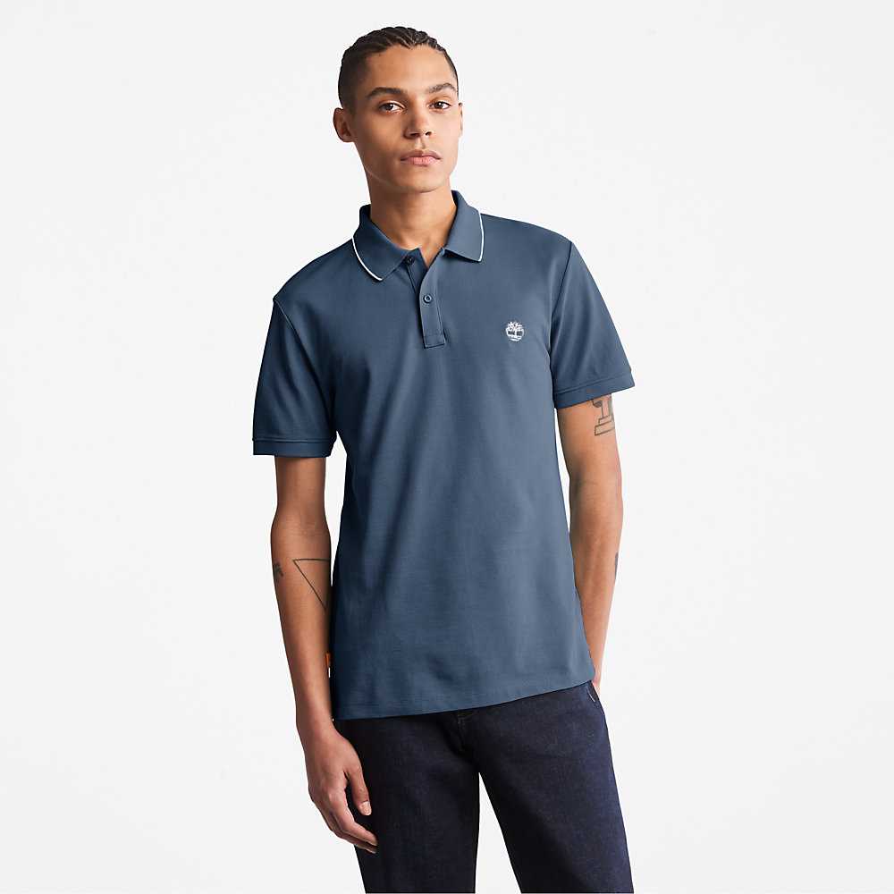 Dark Blue Men's Timberland Millers River Polo Shirts | Israel-0316587