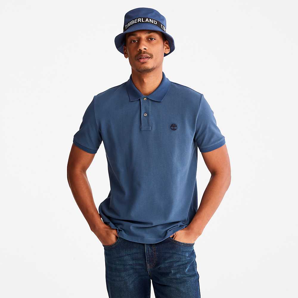 Dark Blue Men's Timberland Millers River Polo Shirts | Israel-0796425