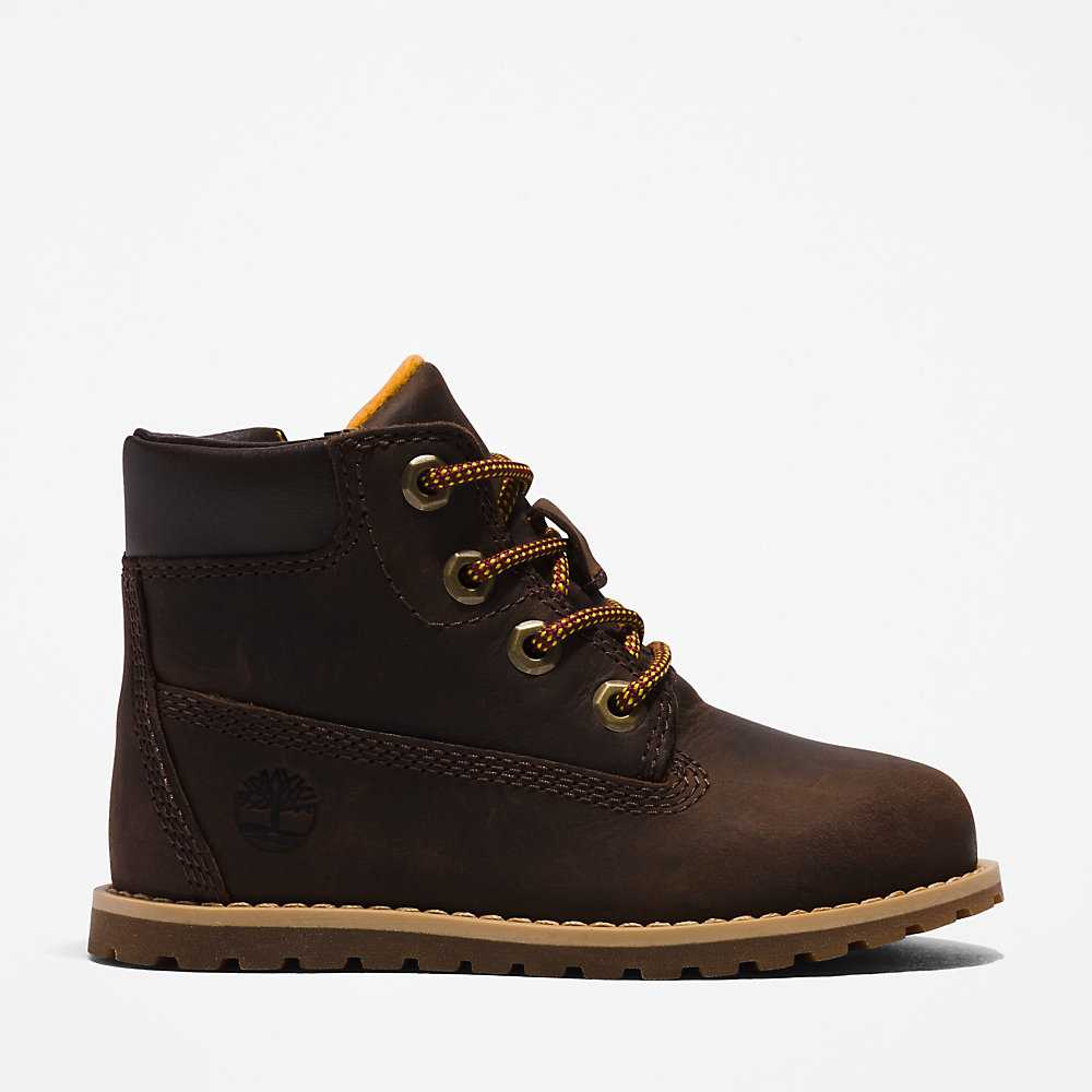 Dark Brown Kids' Timberland Pokey Pine Waterproof Boots | Israel-4219642