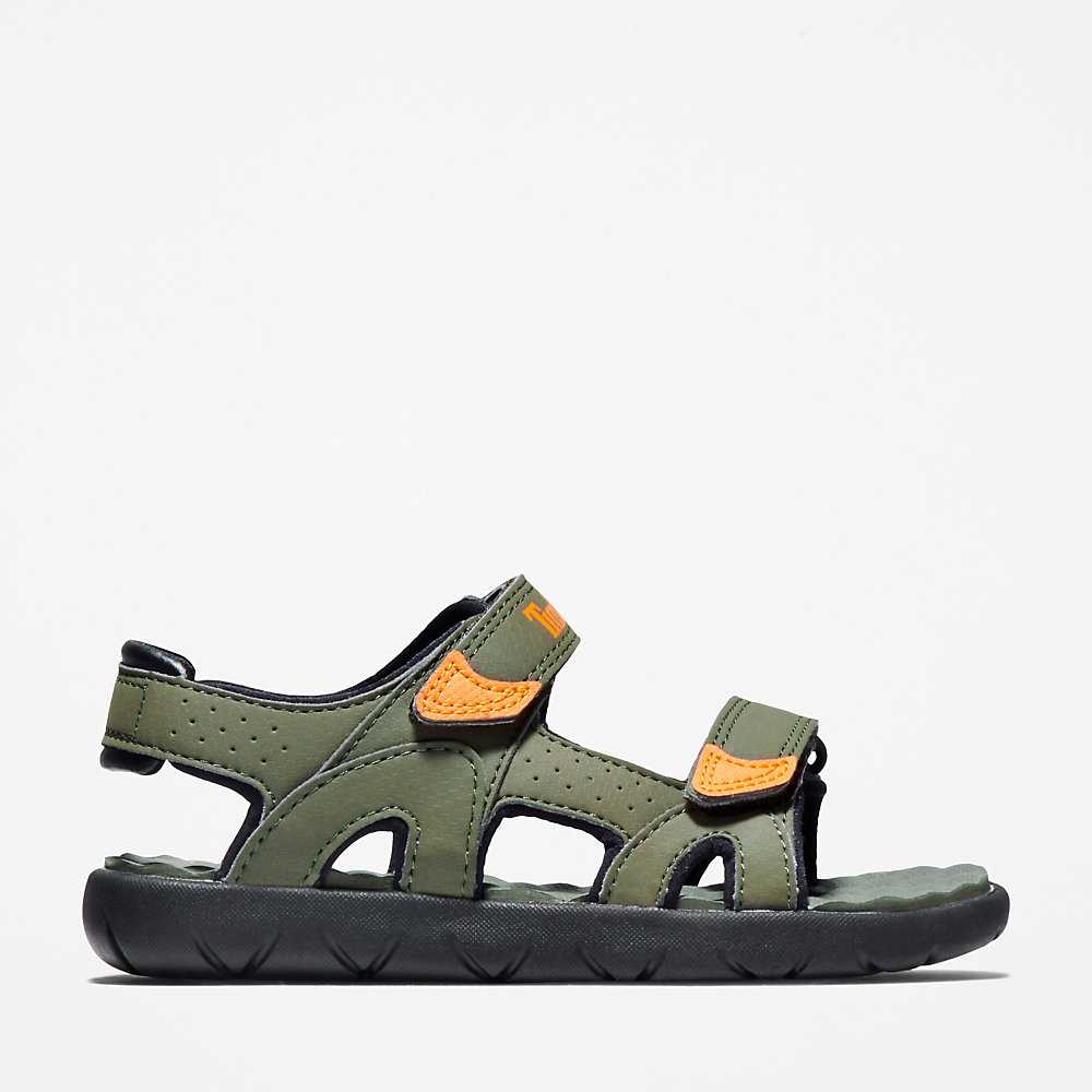 Dark Green Kids' Timberland Perkins Row Sandals | Israel-7084231