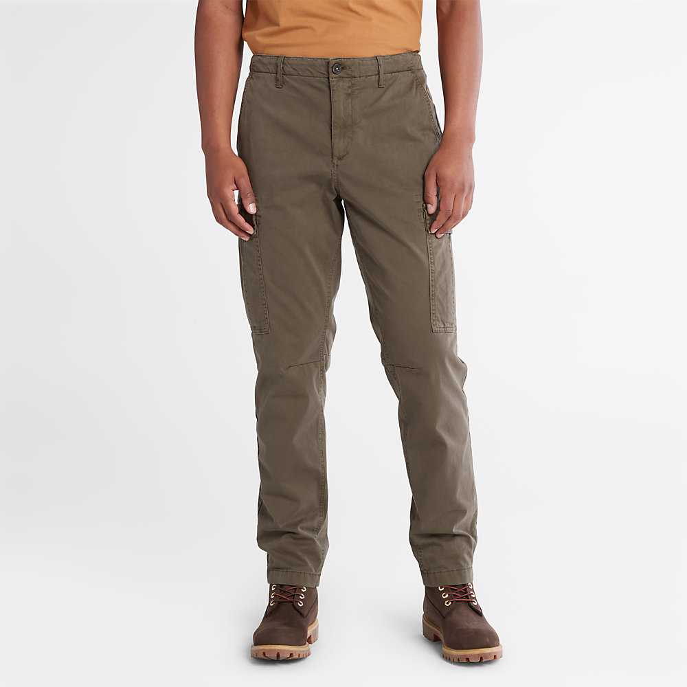 Dark Green Men's Timberland Core Twill Cargo Pants | Israel-3257014