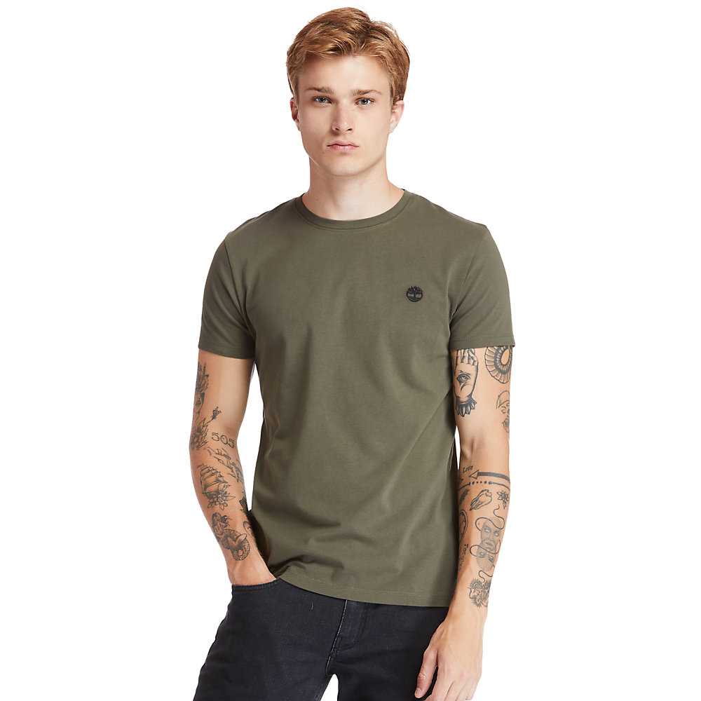 Dark Green Men's Timberland Dunstan River T Shirts | Israel-0658479