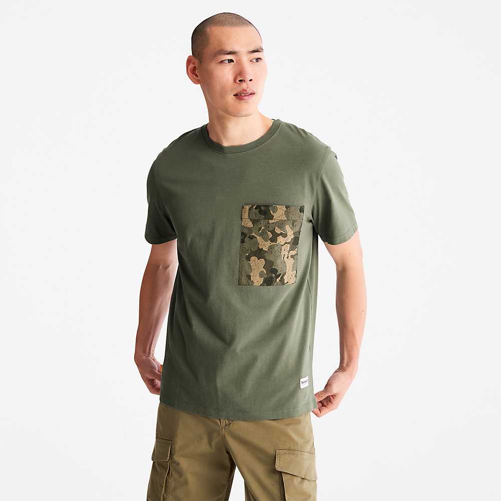 Dark Green Men's Timberland Outdoor Heritage T Shirts | Israel-8172506