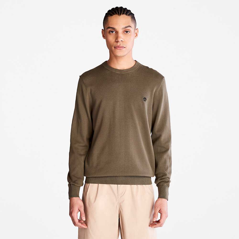 Dark Green Men's Timberland Williams River Sweaters | Israel-8652741