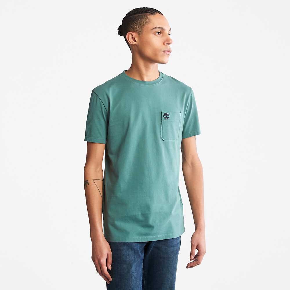 Green Men's Timberland Dunstan River T Shirts | Israel-3726084