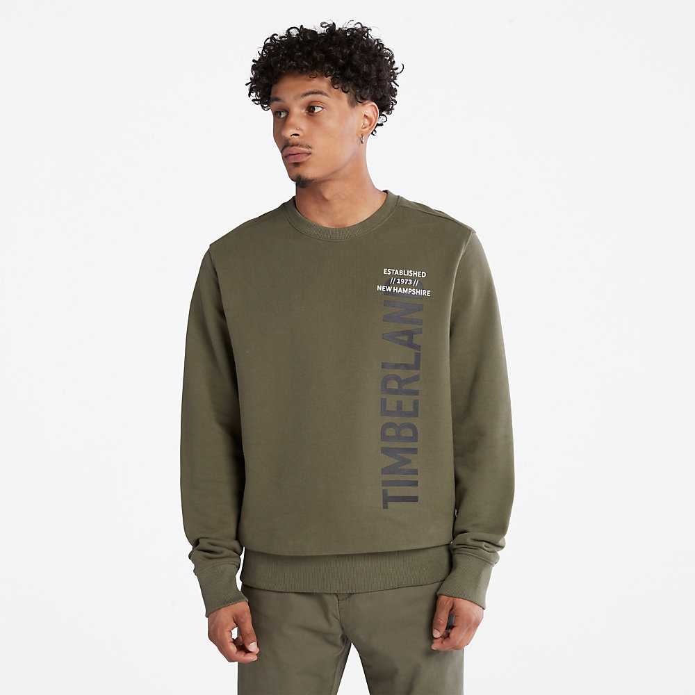 Green Men's Timberland Side-logo Sweatshirt | Israel-8614305