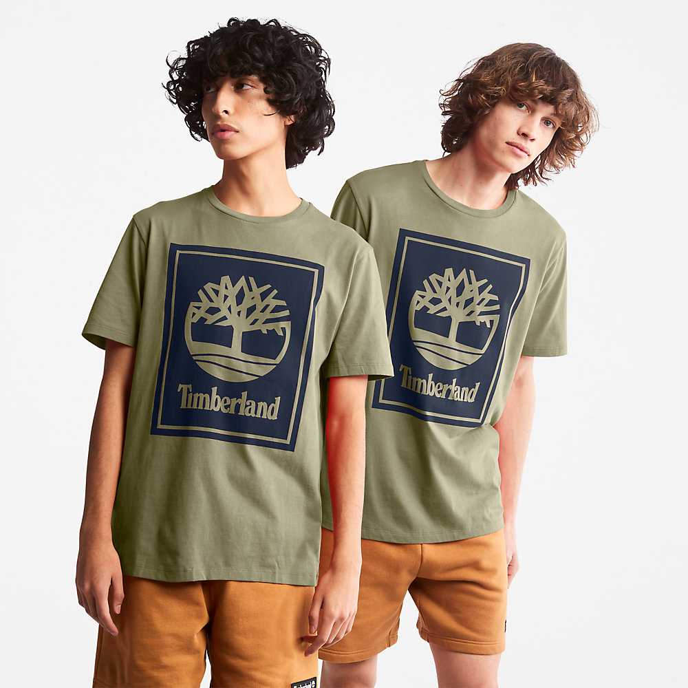 Grey Men's Timberland Tree Logo T Shirts | Israel-0623194